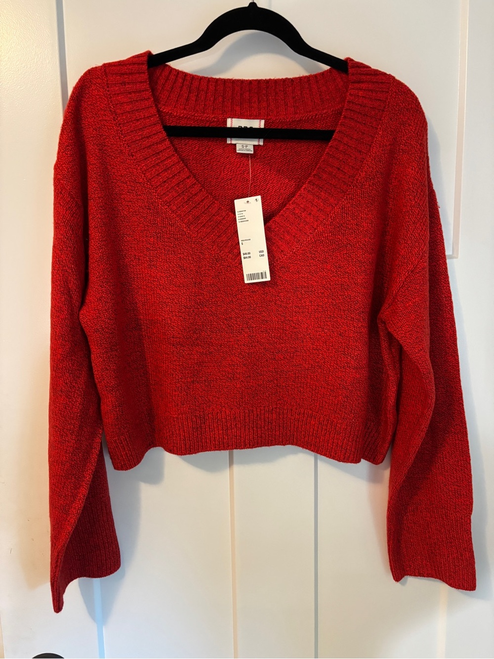 Urban Outfitters Red V-Neck Cropped Sweater